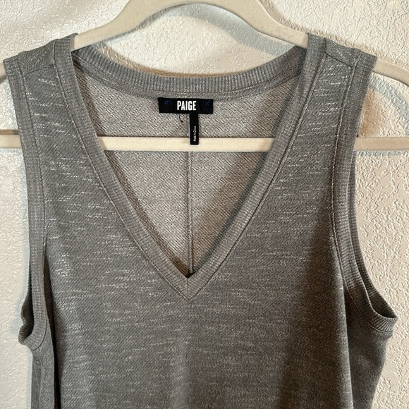 Paige Denim Heather Gray Side Split V Neck MIDI Dress - Picture 3 of 8